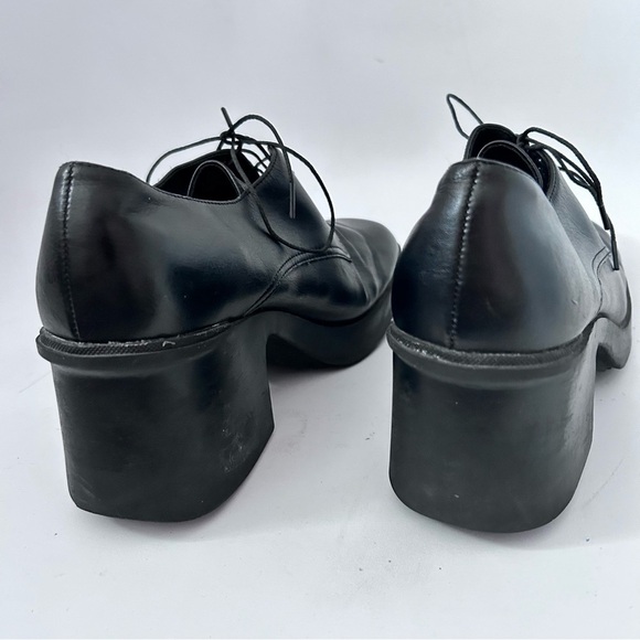 PREDICTIONS 90s Y2K Chunky Platform Heel Oxfords Size 8 Black Vegan Leather - Picture 4 of 11